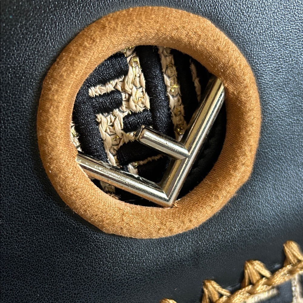 Black and Brown Shoulder Bag with Gold Accents - Picture 10 of 17